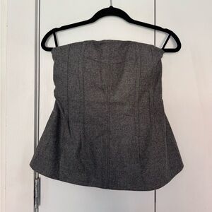 NACKIYE Grey Wool Corseted Strapless Top